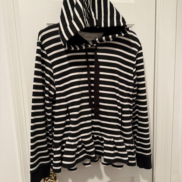 Kate Spade Broome Street Striped Hoodie with Ruffle Size Large - Picture 2 of 4